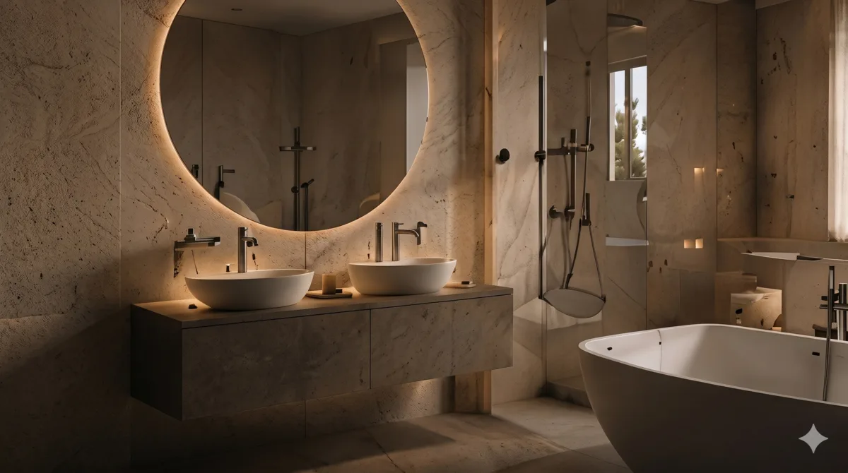 Equipamiento de baño de lujo en hotel con grifería Huber Cisal